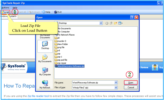 Click to view Extract Zip Repair Tool 3.0 screenshot